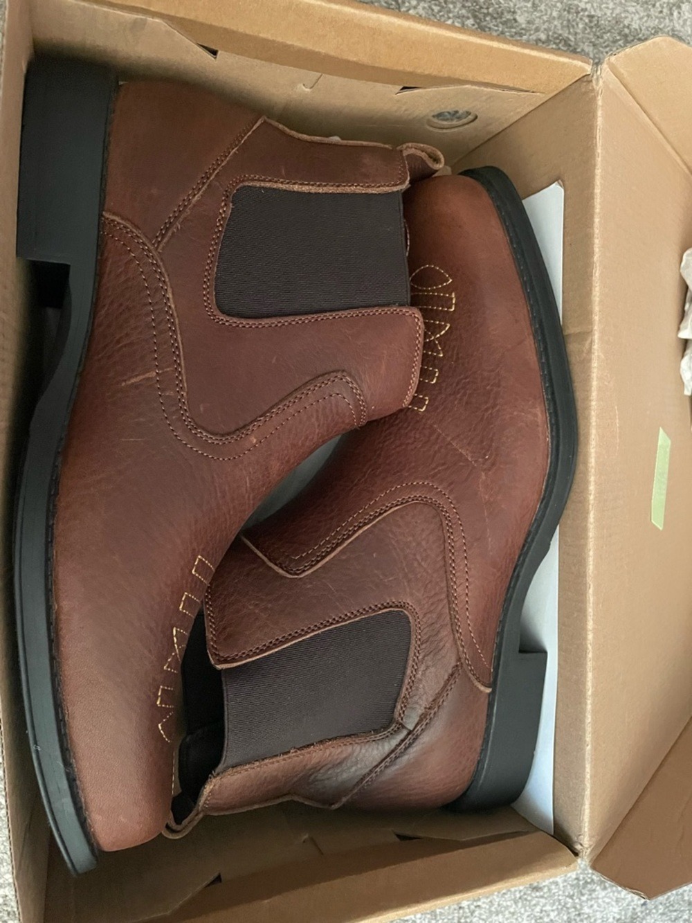 Arcbrothers Brown Leather Square Toe Chelsea Boots Mens - Picture 17 of 17